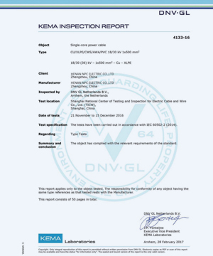 NPC ELECTRIC Products KEMA INSPECTION REPORT